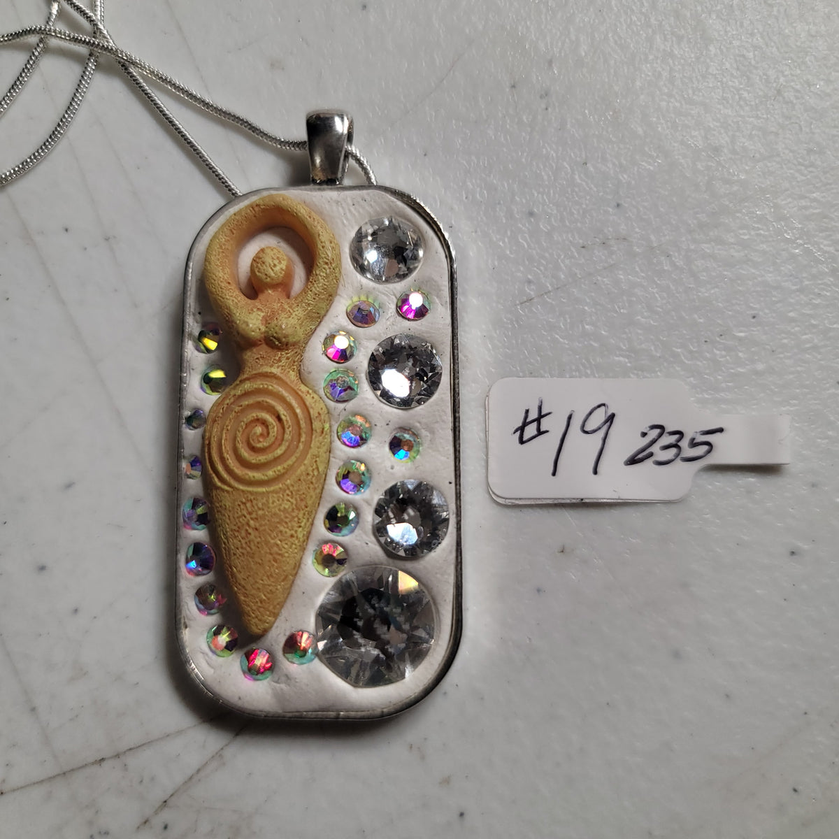 Goddess Pendant — Gold/Yellow with Clear Rhinestones